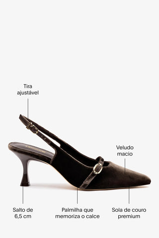 Slingback Ines Veludo Marrom Pump Larroudé