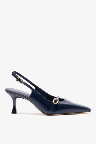 Slingback Ines Couro Azul Pump Larroudé
