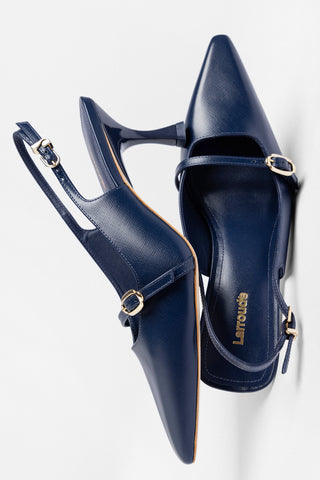 Slingback Ines Couro Azul Pump Larroudé