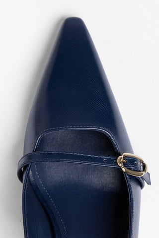 Slingback Ines Couro Azul Pump Larroudé
