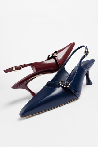 Slingback Ines Couro Azul Pump Larroudé