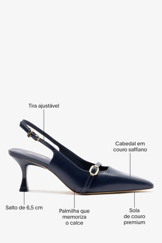 Slingback Ines Couro Azul Pump Larroudé