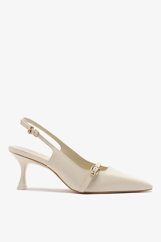 Slingback Ines Couro Off White Pump Larroudé