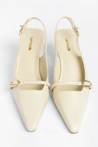 Slingback Ines Couro Off White Pump Larroudé