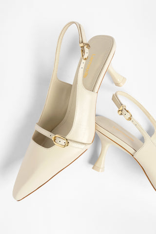 Slingback Ines Couro Off White Pump Larroudé