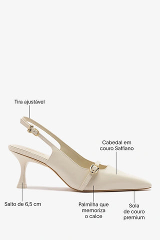 Slingback Ines Couro Off White Pump Larroudé