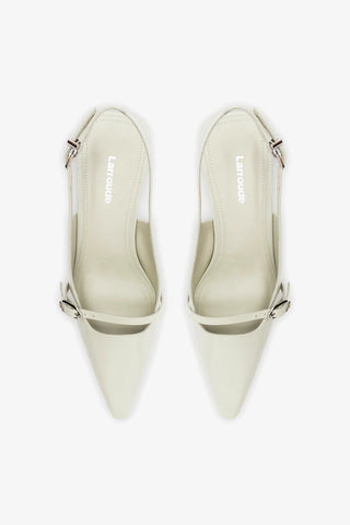 Slingback Ines Couro Cinza Pump Larroudé