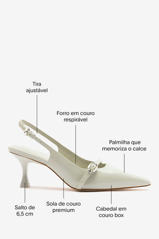 Slingback Ines Couro Cinza Pump Larroudé