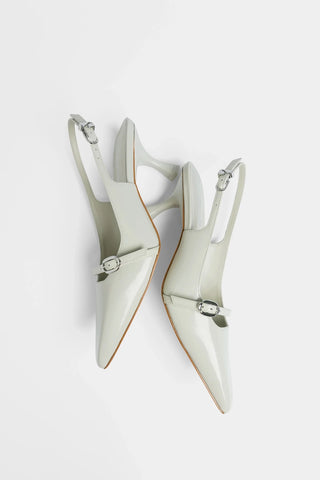 Slingback Ines Couro Cinza Pump Larroudé