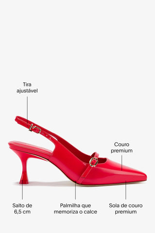 Slingback Ines Couro Vermelho Pump Larroudé