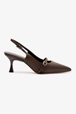 Slingback Ines Couro Marrom