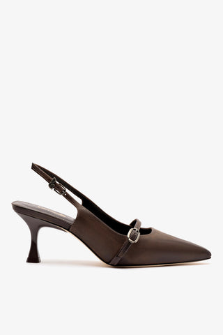 Slingback Ines Couro Marrom