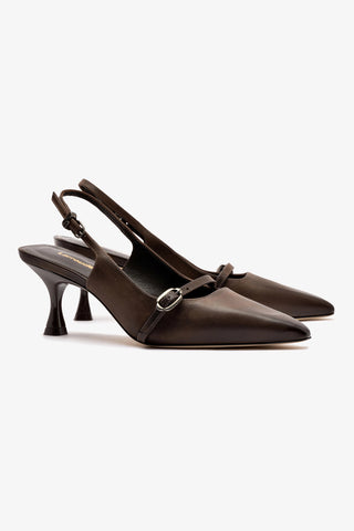 Slingback Ines Couro Marrom