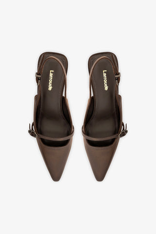 Slingback Ines Couro Marrom