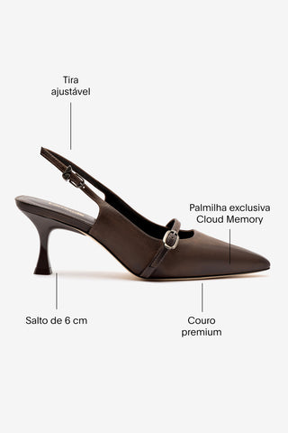 Slingback Ines Couro Marrom