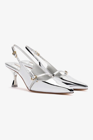 Slingback Ines Couro Prateado