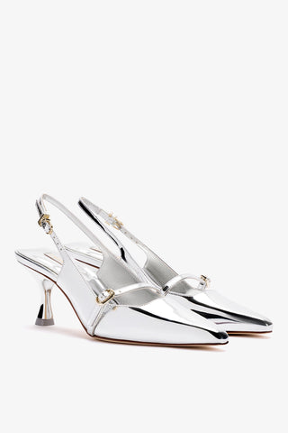 Slingback Ines Couro Prateado