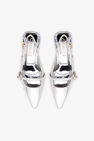 Slingback Ines Couro Prateado