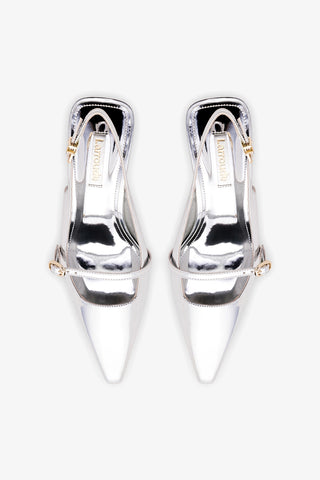 Slingback Ines Couro Prateado