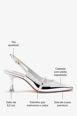 Slingback Ines Espelhado Prateado