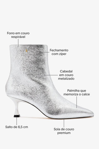 Bota Ines Couro Prateado ABC