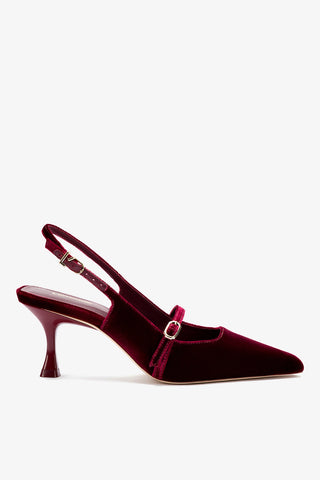 Slingback Ines Veludo Vinho