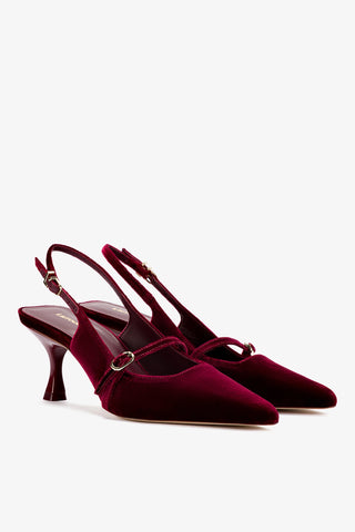 Slingback Ines Veludo Vinho