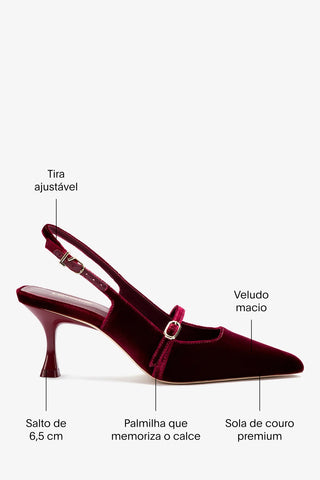 Slingback Ines Veludo Vinho Pump Larroudé