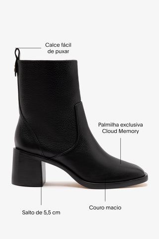 Bota Ricky Mini Couro Preto