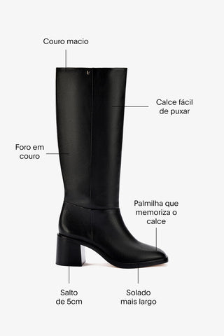 Bota Ricky Couro Preto Boot Larroudé