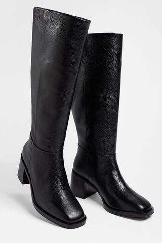Bota Cano Largo Ricky Couro Preto Boot Larroudé