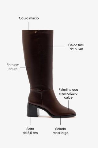 Bota Ricky Couro Marrom Boot Larroudé