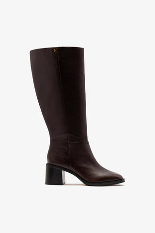Bota Cano Largo Ricky Couro Marrom Boot Larroudé