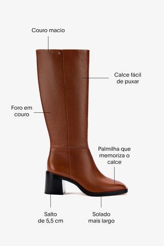 Bota Ricky Couro Marrom Boot Larroudé