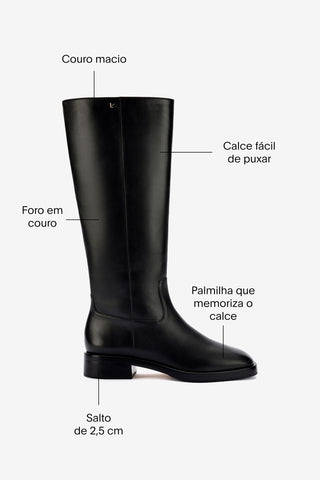 Bota Anne Couro Preto Boot Larroudé