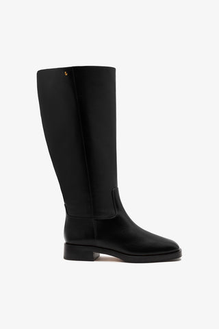 Bota Cano Largo Anne Couro Preto Boot Larroudé