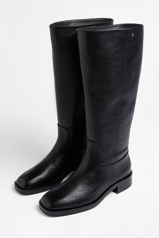 Bota Cano Largo Anne Couro Preto Boot Larroudé