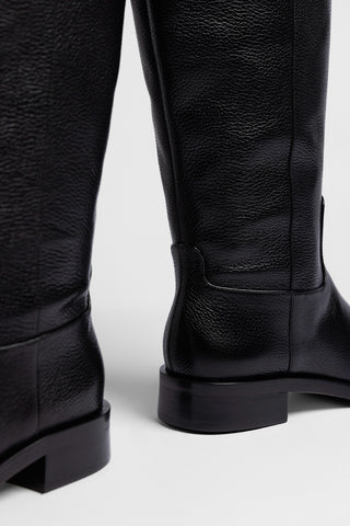 Bota Cano Largo Anne Couro Preto Boot Larroudé