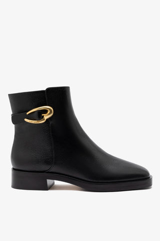 Bota Anne Verona Low Couro Preto Boot Larroudé