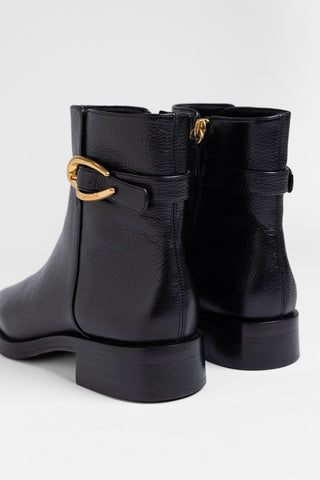 Bota Anne Verona Low Couro Preto Boot Larroudé
