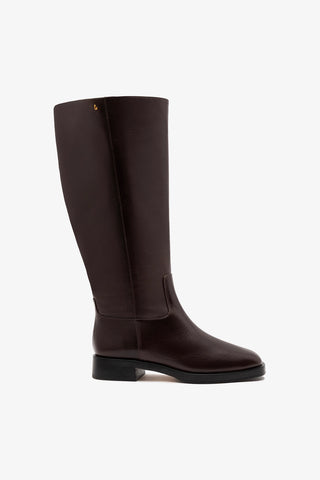 Bota Cano Largo Anne Couro Marrom Boot Larroudé