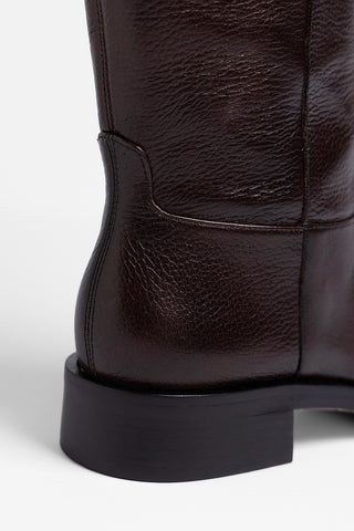 Bota Cano Largo Anne Couro Marrom Boot Larroudé
