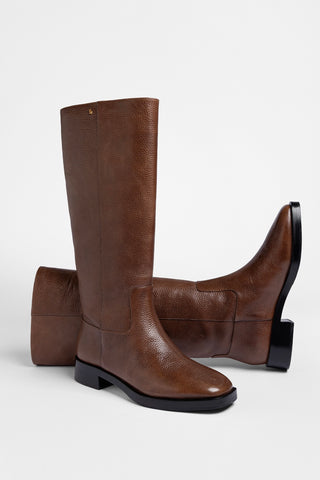 Bota Anne Couro Marrom Boot Larroudé