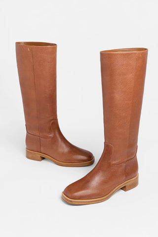 Bota Anne Couro Caramelo Boot Larroudé
