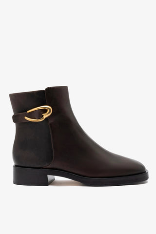 Bota Anne Verona Low Couro Marrom Boot Larroudé