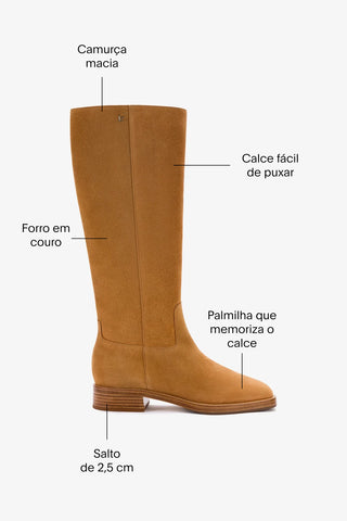 Bota Anne Camurça Caramelo Boot Larroudé