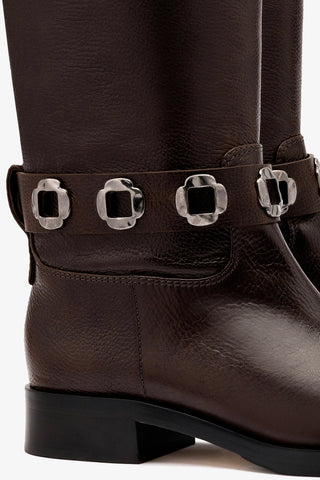 Bota Flat Milan Couro Marrom Womens - Shoes - Boots Larroudé