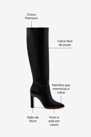 Bota Cindy Hi Couro Preto Boot Larroudé