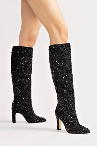 Cindy Hi Boot In Black Sequins