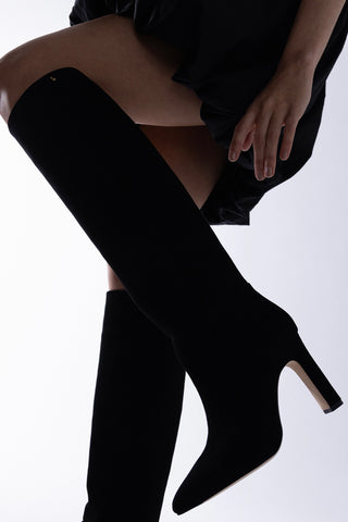 Bota Cindy Hi Camurça Preto Boot Larroudé